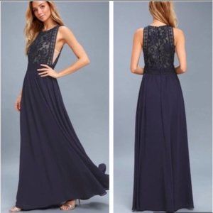 NEW Lulus Forever and Always Lace Maxi Gown Dress